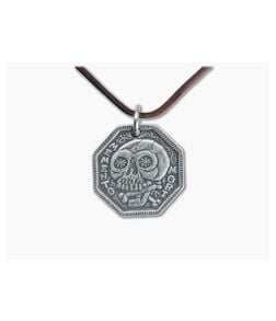 Shire Post Mint Memento Mori Silver Necklace - SPM-MM-SV-P-LEATHER 1