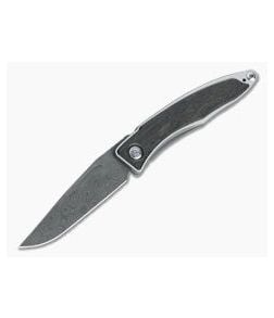 Chris Reeve Mnandi Raindrop Damascus Bog Oak Wood Gentleman's Titanium Frame Lock Folder MNA-1006 - CRK-MNA-1006 1