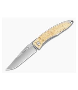 Chris Reeve Mnandi Box Elder Burl Wood Polished Titanium MagnaCut Frame Lock Knife (2.75" Blade) MNA-1008-027 - CRK-MNA-1008-027 1