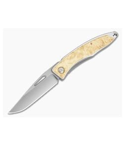 Chris Reeve Mnandi Box Elder Burl Wood Polished Titanium MagnaCut Frame Lock Knife (2.75" Blade) MNA-1008-038 - CRK-MNA-1008-038 1