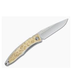 Chris Reeve Mnandi Left Handed Box Elder Wood Gentleman's Titanium Frame Lock Folder 001 - CRK-MNA-1009-001 1