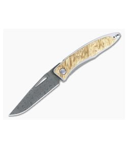 Chris Reeve Mnandi Box Elder Ladder Damascus Frame Lock Folder - CRK-MNA-1012 1