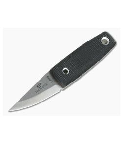 TOPS Knives Mini Tanimboca Puukko Tumbled 1095 Black Canvas Micarta Neck Knife MPUK-01 - TP-MPUK-01 1