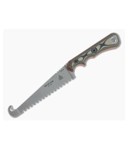 TOPS Knives Muley Saw and Gut Hook Stonewashed 154CM Tan Camo G10 Fixed Blade MSAW-01 - TP-MSAW-01 1