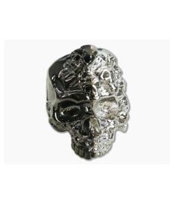Schmuckatelli Mind Skull Bead Split Finish Hematite/Rhodium Plated Pewter - ST-MSFHR 1