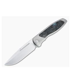 Sharp By Design Mini Tempest Drop Point Satin M390 Marvel Blue FatCarbon Front Flipper Knife - SBD-MTFF-01 1
