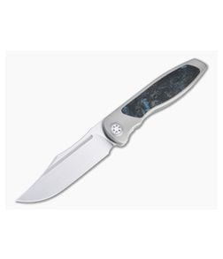 Sharp By Design Mini Tempest Bowie Satin M390 Marvel Blue FatCarbon Front Flipper Knife - SBD-MTFF-02 1