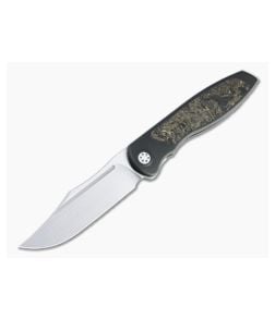 Sharp By Design Mini Tempest Bowie Satin M390 Gold Dark Matter FatCarbon PVD Front Flipper Knife - SBD-MTFF-05 1