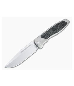 Sharp By Design Mini Tempest Drop Point Satin M390 Carbon Fiber Front Flipper Knife - SBD-MTFF-09 1