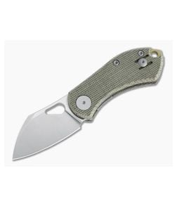 GiantMouse ACE Nibbler Liner Lock Stonewashed 20CV Green Micarta Folder - GM-NIBBLER-GREEN-CANVAS 1