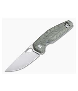 GiantMouse Nimbus V2 Satin Elmax Green Canvas Micarta Liner Lock Folder - GM-NIMBUS-V2-GRN-MICARTA 1