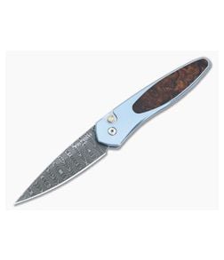Protech Newport Custom Blue Titanium Damascus - PT-NP-C-03 1