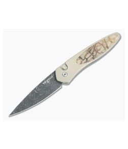 Protech Newport Custom Nichols Damascus Two-Tone Bronze Tiger Coral Inlaid Titanium Automatic NP-C - PT-NP-C 1