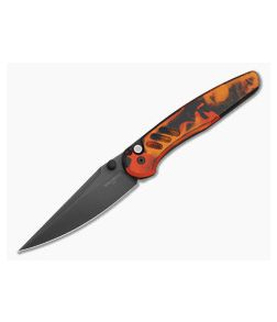 Protech Avalon Peace Neighbor Del Fuego Anodized Aluminum DLC Black Magnacut Button Lock Modified Clip Point Folding Knife (4.25") PN1104-DF - PT-PN1104-DF 1