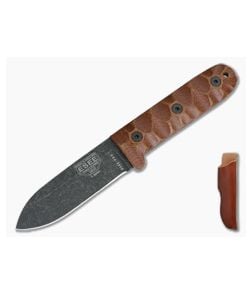 ESEE PR4 Tumbled Black Oxide Micarta Leather Sheath - ESEE-PR4-BO 1
