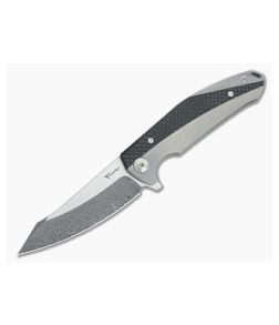 Reate Prototype Frame Lock Flipper Carbon Fiber & Damascus - RK-PROTO-003 1