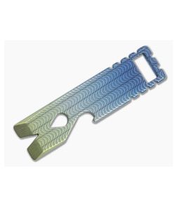 Qerim 37 V2 Worker Titanium Pry Tool Stonewashed Wave Engraved Gradient Anodized 007 - QRM-007 1