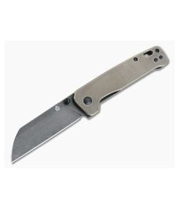 QSP Knives Penguin Sheepsfoot Black Stonewashed D2 Brass Liner Lock Folder - QS-130-G 1