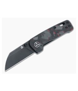 QSP Penguin Mini Liner Lock Folder Shredded Red Carbon Fiber G10 Handles Black 14C28N Sheepsfoot 130XS-E2 - QS-130XS-E2 1