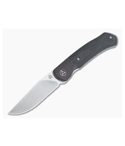 QSP Knives Gannet Satin 154CM Carbon Fiber Bolstered Black Micarta Front Flipper - QS-137-A 1