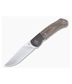 QSP Knives Gannet Satin 154CM Carbon Fiber Bolstered Brown Micarta Front Flipper - QS-137-B 1