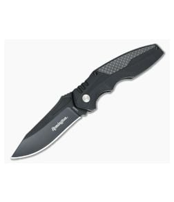 Remington Tactical Black Drop Point G10 Carbon Fiber Inlay R30001 - RM-R30001 1