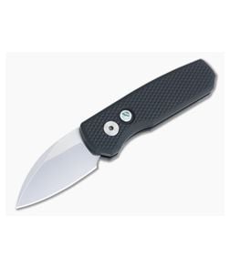 Protech Runt 5 Wharncliffe Hand Ground Mirror CPM-20CV Black Textured Aluminum Automatic R5108 - PT-R5108 1