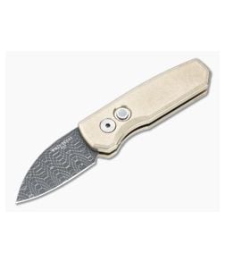 Protech Runt 5 Custom LTD Wharncliffe Vegas Forge Damascus Aluminum Bronze Automatic R5110-D - PT-R5110-D 1