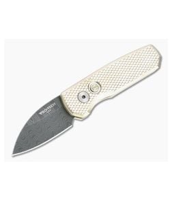 Protech Runt 5 Damascus Wharncliffe Blade 2022 LTD #27 Textured Bronze Aluminum Automatic R5111-D - PT-R5111-D 1