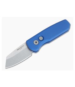 Protech Runt 5 Reverse Tanto Stonewashed 20CV Smooth Blue Aluminum Automatic R5201 - PT-R5201-BLUE 1