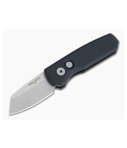 Protech Runt 5 Reverse Tanto Stonewashed 20CV Smooth Black Aluminum Automatic R5201 - PT-R5201 1