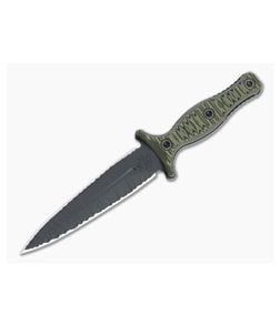 RMJ Tactical Raider Dagger LTD Textured Black 3V Dirty Olive G10 Fixed Blade - RMJ-RD-BT-DO 1