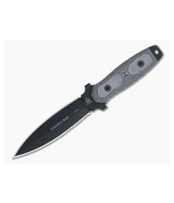 TOPS Ranger's Edge Dagger Black 1095 Black Linen Micarta Double Edge Fixed Blade RE3010 - TP-RE3010 1