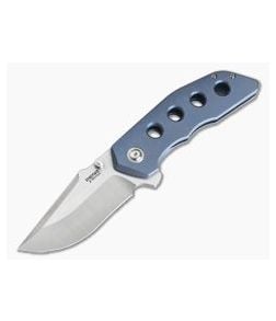 Pena Knives X Series Rhino Flipper Tab Blue Titanium Satin M390 - PK-RFT-BL 1