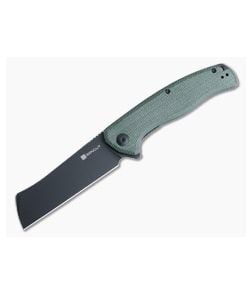Sencut Traxler Flipper Green Canvas Micarta Black Stonewashed Sheepsfoot Blade S20057C-4 - SC-S20057C-4 1