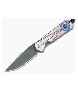 Chris Reeve Small Sebenza 21 Thomas Ladder Damascus Blue Star with Sapphire 1056 - CRK-S21-1056-05 1