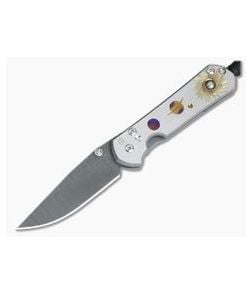 Chris Reeve Small Sebenza 21 Unique Solar System with Pyrite Thomas Ladder Damascus S21-1056 - CRK-S21-1056-07 1