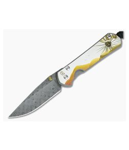 Chris Reeve Small Sebenza 21 Nichols Damascus Morning Sun with Citrine 1058-04 - CRK-S21-1058-04 1