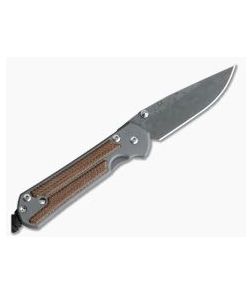 Chris Reeve Small Sebenza 21 Left Handed Natural Canvas Micarta Damascus Raindrop Drop Point - CRK-S21-1273 1