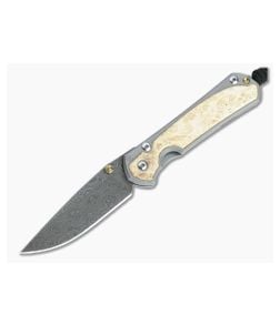 Chris Reeve Small Sebenza 31 Raindrop Damascus Box Elder Inlaid Titanium Folding Knife 002 - CRK-S31-1114-002 1