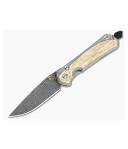 Chris Reeve Small Sebenza 31 Raindrop Damascus Box Elder Inlaid Titanium Folding Knife - CRK-S31-1114 1