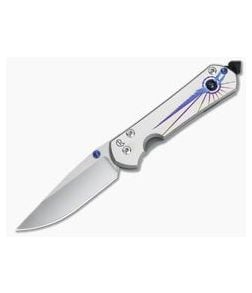 Chris Reeve Small Sebenza 31 Unique Graphic w/ Blue Sapphire Cabochon Drop Point - CRK-S31-1408 1