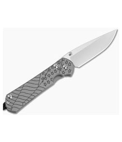 Chris Reeve Small Sebenza 31 Left Hand Drop Point Forever Flag Glass Blasted Titanium MagnaCut Folding Knife (2.99" Blade) S31-1691 - CRK-S31-1691 1