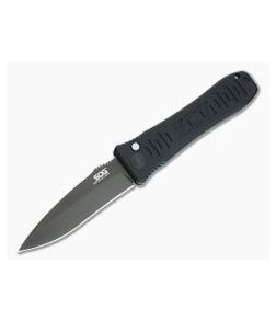 SOG Spec Elite I Black Plain AUS-8 Aluminum Button Lock Automatic SE-52 - SOG-SE-52 1
