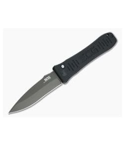 SOG Spec Elite II Black Plain AUS-8 Aluminum Button Lock Automatic SE-62 - SOG-SE-62 1