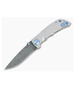 Spartan Blades Harsey Folder 3.25 Nichols Damascus Blue Hardware Titanium Folder 01 - SB-SF10-01 1