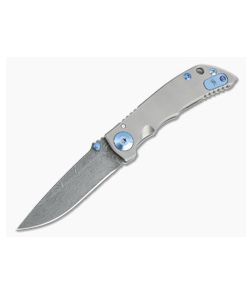 Spartan Blades Harsey Folder 3.25 Nichols Damascus Blue Hardware Titanium Folder 02 - SB-SF10-02 1