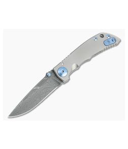 Spartan Blades Harsey Folder 3.25 Nichols Damascus Blue Hardware Titanium Folder 03 - SB-SF10-03 1