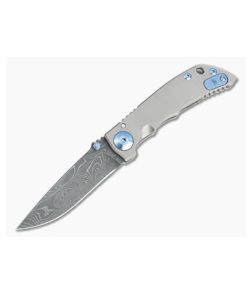 Spartan Blades Harsey Folder 3.25 Nichols Damascus Blue Hardware Titanium Folder 04 - SB-SF10-04 1