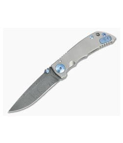 Spartan Blades Harsey Folder 3.25 Nichols Damascus Blue Hardware Titanium Folder 05 - SB-SF10-05 1